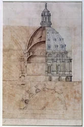 O &39;Projeto Definitivo&39;: seção, elevação e meia planta da cúpula da Catedral de São Paulo
